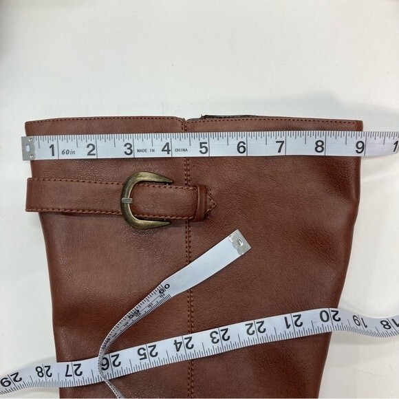 David Tate Knee High Boots SZ 7.5W Brown Adjustable Calf Buckle Zip Up EUC - Picture 7 of 13